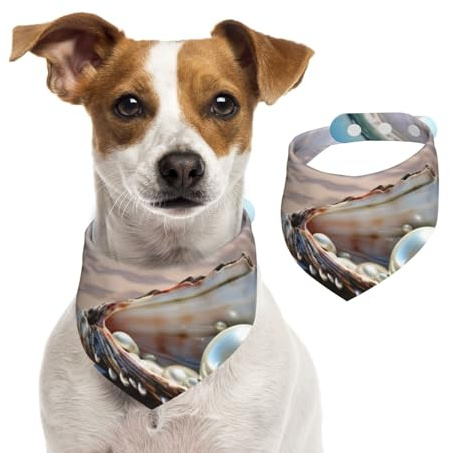 Ocean Beach Musselin Pearl Hunde-Halstücher, waschbar, verstellbar, Dreieckstuch, Lätzchen, süße Haustier-Lätzchen für mittelgroße und große Hunde, Welpen und Katzen, Größe M