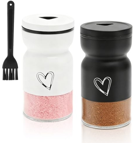 TMZELOA Saliera e pepe Set in acciaio inox, 120 ml sale e pepe in acciaio inossidabile avec une petite brosse, Saliera e pepe Set per casa, cucina, ristorante, tavolo da pranzo