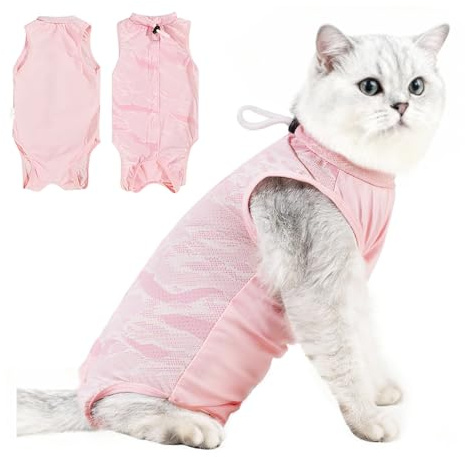 GIDWRIY Traje de Recuperación para Gatos,Body Gata Esterilizacion,Body Gato Postoperatorio Transpirable,Bodys para Gatos Post Cirugía,Ropa para Después de Esterilizar,Recovery Gato Anti Lamido