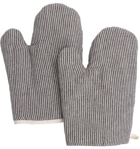 GZRXIOUS 2PCS Guanti da Forno in Cotone, Guanti Forno Antiscivolo e Resistenti al Calore, Guanto da Forno per Cucina, Microonde e Barbecue, Guanti da Cucina Forno con Asola per Appendere, Marrone