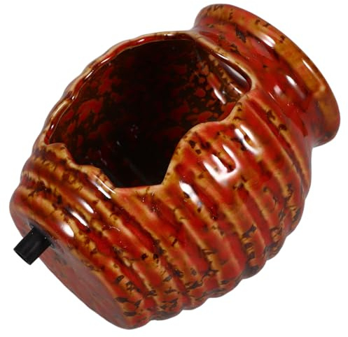 Hemobllo Keramik Kleiner Jar Brunnen Gefäß für Garten und Wohnzimmer mit Fließendem Wasser 4.9X3.9X3.5 Zoll Dekoratives Wasserspiel