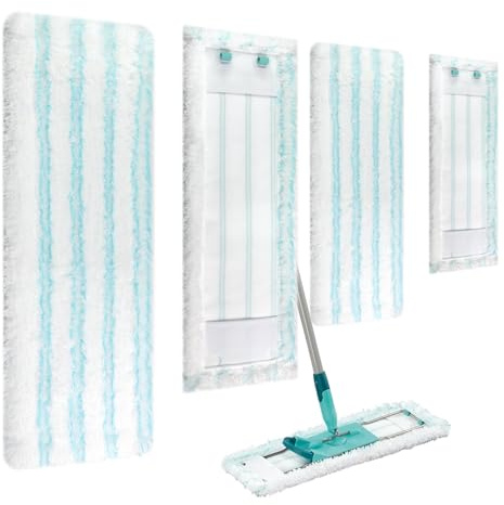 4 Stück Bodenwischer Ersatzbezug für Leifheit Profi XL Micro Duo/Profi XL Cotton Plus Wischbezug, für alle Bodenarten