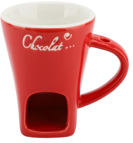 Fydun Tasse à Fondue Chote en Céramique de qualité Supérieure avec Fourchette pour Faire Fondre des Friandises | Pot Chauffe-beurre de Bougie Chauffe-plat | Idéal pour le Fromage, les Bouillons et