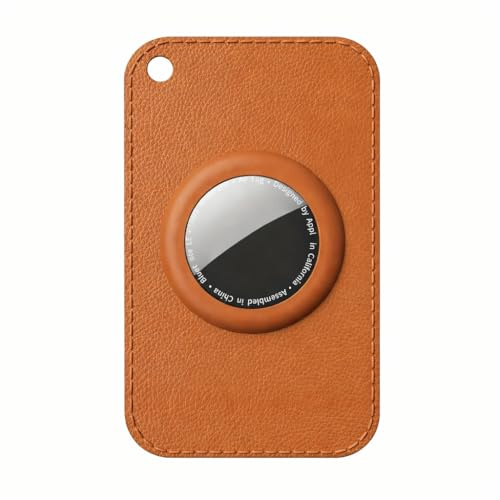Plånboksfodral – Slim AirTag Hållare Kortformat, Skyddsfodral med Nyckelring, GPS Spårningsskal för Plånbok, Nycklar & Väskor – Anti-Förlust Locator Case (BRUN)