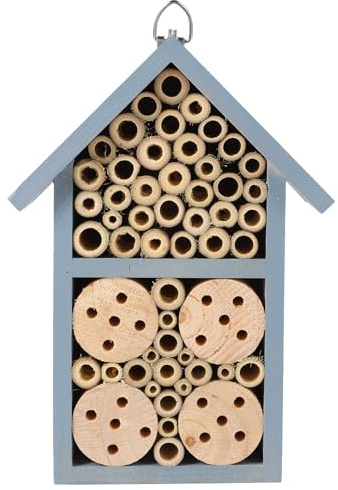 GAROZATION Insektenhotel und Nistkasten Wildbienen Nisthilfe für Garten und Balkon Wetterfestes Bienenhaus mit Natürlichem Baumaterial 1 Stück Dekoratives Gartenhaus für Insekten