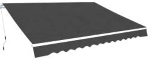 Tonture Tenda da sole con braccio articolato, 600 cm, antracite, con telaio in alluminio, rivestita in PU, impermeabile e resistente ai raggi UV, con manovella, per giardino, balcone e terrazza