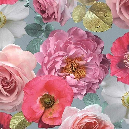 Arthouse Country Garden Teal Pink Floral Wallpaper - 259600