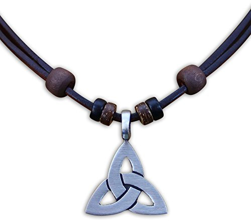 HANA LIMA Lederkette Keltenschmuck Keltischer Knoten Halskette Surferkette Metallanhänger