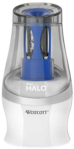 Westcott E-55051 00 iPoint HALO batteriebetriebener Anspitzer, Weiß/Blau