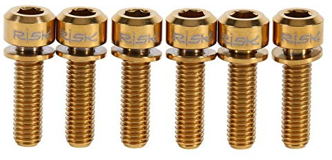 Tbest Fahrrad Vorbau, 6 Stück Titanlegierung M5 x 18 mm Schrauben mit Unterlegscheiben für MTB Fahrrad Vorbau