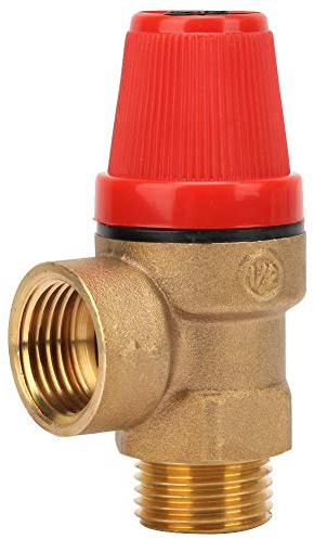 Safety Valve, Boiler Safety Pressure Relief Valve, G1/2 Pressure Relief Valve, DN15 Thread Brass Spring Hanging Furnace Safety Valve, for Water, Oil, Gas, Closed Water Heaters (6Bar DN15)