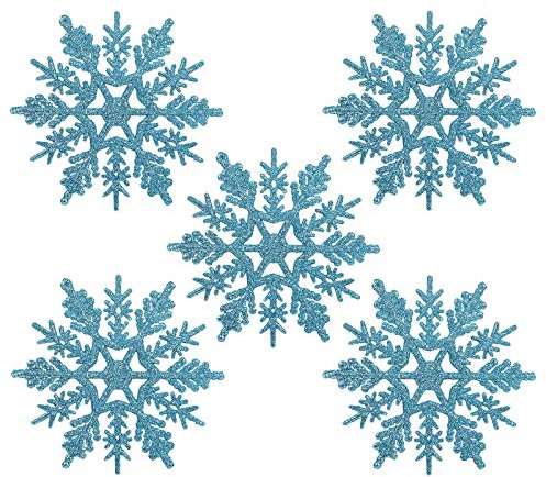 Naler 24 x Schneeflocken Weihnachten Deko für Weihnachtsbaum Glitzer Weihnachtsbaumschmuck, Türkis