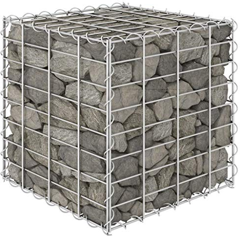 pedkit Gabion à Pierres de Jardin Lit Surélevé Cube à Gabion Fil d'acier Cage à Pierres 40x40x40 cm
