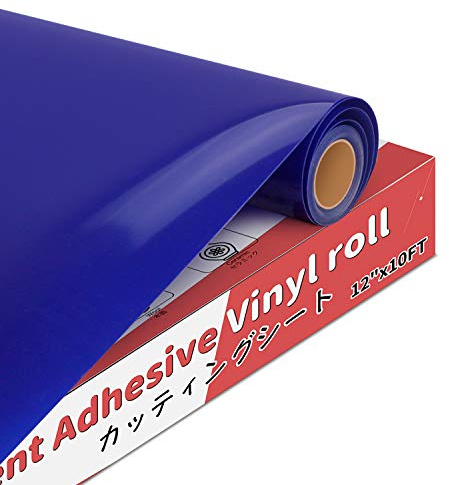 YRYM HT Selbstklebende Vinylfolie Plotter - 30cm x 305cm Permanente Plotterfolie Rollen Selbstklebend für Bastelprojekte,Schilder,Scrapbooking（Glänzend Blau）