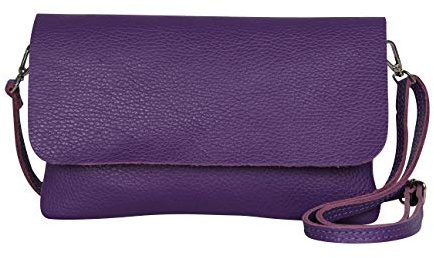 AmbraModa GLX11 - Damen Umhängetasche, Clutch, Handytasche aus echtem Leder mit abnehmbarem und verstellbarem Schultergurt, geeignet für Handys und Tablets bis zu 7 Zoll