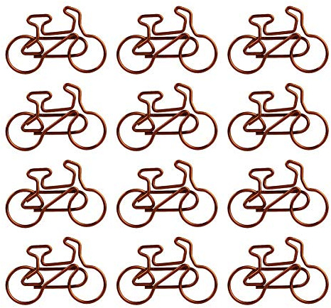 N-K Büroklammern Metall Fahrrad Form Büroklammern Neuheit Dateien Dokumente Quittungen Organisation Clips Schreibtisch Ordentlich für Home School Office 3 cm * 2 cm 12 Stücke Sehr Dauerhaft