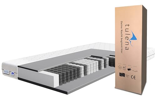 TULENA Matratze 90x200 H2/H3 Taschenfederkern Basic 18 cm, wendbar | Wendbare Taschenfederkernmatratze mit zwei Härtegraden, Komfortschaum und abnehmbarem Bezug, bei 60 °C waschbar.