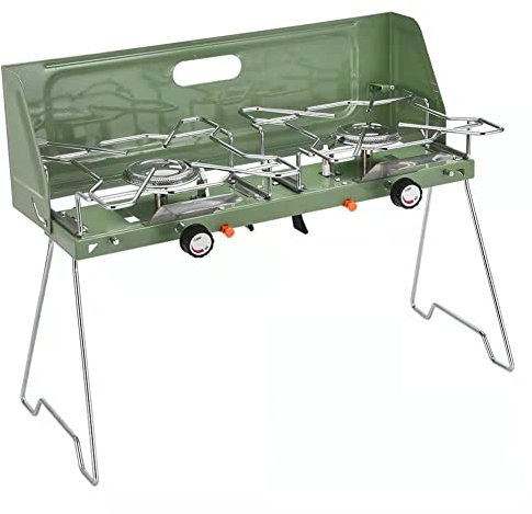 Calentadores de Aceite para Acampar con Quemador de 2,6 kW, instalación de Cocina móvil para Acampar Plegable y portátil, Estufas de Gas para Interiores y Exteriores con Quemador Doble (Green)