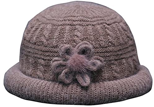 Jingyun Wintermütze Beanie für Frauen Weich gefütterte Wintermütze für Erwachsene Ältere Bequeme Warme Strickmütze-Grau