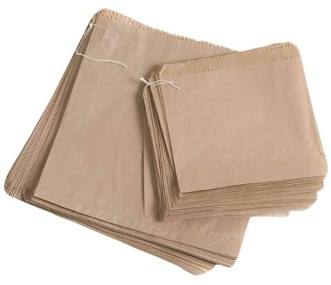 ezkart Pack of 200 - Versatile Brown Paper Bags Assorted Sizes for Groceries, Vegetables, Bread, & Fruits- Ideal as Sandwich, Cake, Paper Food Bags, Pick and mix bags Sweet Bags (200, 7x7 Inch)