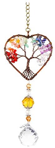 Glass Suncatcher, Rainbow Maker Crystal Tree of Life Suncatcher, Light Catchers for Windows, Hanging Ornament Indoor Window, Crystal Sun Catcher for Window Garden Car Decor