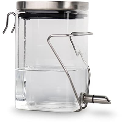 Guinea Pig Water Bottle No Drip, Rabbit Glass Waterer, Chinchilla Stainless Steel Nozzle Anti-Bite Water Dispenser for Small Animal, Bunny, Hamster, Sugar Glider and Rat(20.2oz)