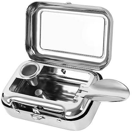 SuKeYuan Portable Mini Ashtray Square Metal Ashtray Cigarette Ash Container with Lid for Indoor Outdoor Patio Office Use