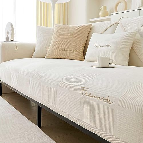 YSZBD sofabezug ecksofa wasserdicht l-Form 1/2/3/4sitzer，sofaschoner，sofaschutzdecken rutschfest,off-white-90x180cm
