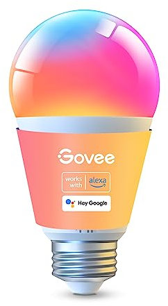 Govee Smart Glühbirne E27, 1000LM RGBWW Led Lamp App dimmbar, Wi-Fi & Bluetooth Smart Bulbs 9W, 54 Szenen, 16 Millionen DIY-Farben, Kompatibel mit Alexa & Google Assistant, 1 Stück