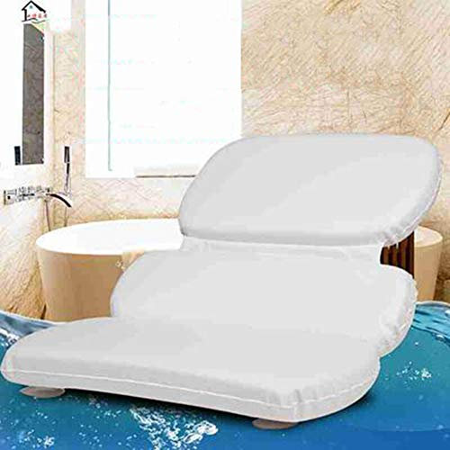 MyrRhe Wasserdichtes, rutschfestes Badewannenkissen für Badewannen – bequemes Kissen für Nacken- und Rückenstütze – weiß, 48 x 38 cm