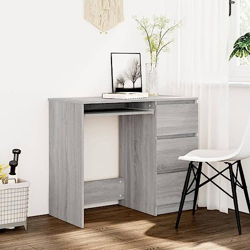 ULUYYUC Spieltische Schreibtisch Regale Schreibtische Sekretär SchreibtischeSchreibtisch Grau Sonoma 90x45x76 cm HolzwerkstoffGeeignet für Arbeitszimmer, Büro, Wohnzimmer