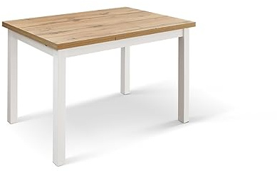 PAZZO DESIGN Tavolo Allungabile Guido, Rovere Rustico, Gambe Bianche, Tavolo Cucina, Tavolo Soggiorno, Made in Italy, 140x80x76,5 cm - id_2138