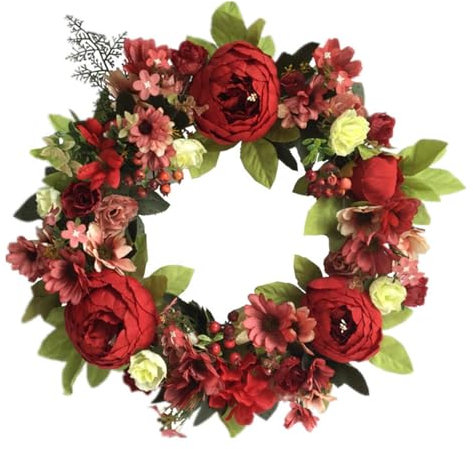 Chickwin Türkranz Ganzjährig, Osterdeko Frühlingsdeko Türkranz Modern, Künstliche Wildblumen-Girlande, Dekorative Mehrzweck-Girlande, für Parties, Türen, Zuhause (Rose 1,40cm-15.7’’)