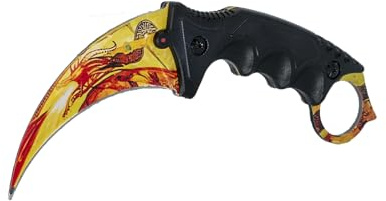 CS GO CS 2 Messer Karambit Elite Dragonlore Red - Counter Strike Global Offensive Carambit Knife scharf - Coole Gaming Accessoires, Sachen, Stuff, Deko & Geschenke für Jungs & Männer - Ariknives