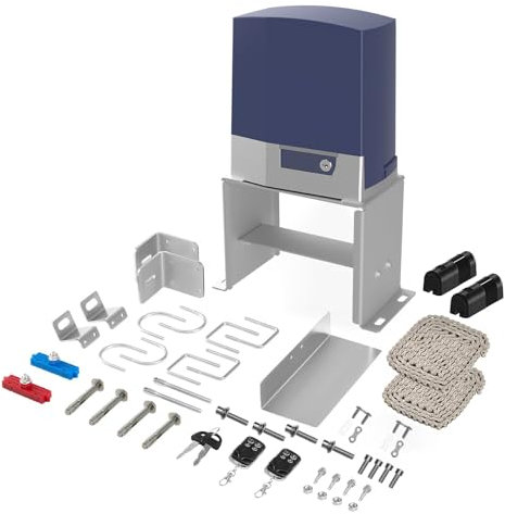 Automatic Chain Drive Sliding Gate Opener for Sliding Door Up to 1800lb(800kg) or 40ft, 280W Gate Opener Motor with 2 Remote Controls, Photocell Sensor, Complete & Security Gate Operating Hardware Kit
