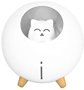 Humidificador Aceites Esenciales Portátil USB Mini humidificador de aire 220ml ultrasónico lindo gato escritorio aroma aceite esencial difusor aromaterapia pulverizador niebla Humidificador(Size:White