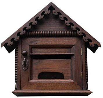CWCQGH Abschließbare Briefkästen zur Wandmontage, Briefkasten aus Holz, Briefkasten zum Aufhängen an der Wand, Zeitungsaufbewahrung, Shabby-Chic-Dekor für den Außenbereich