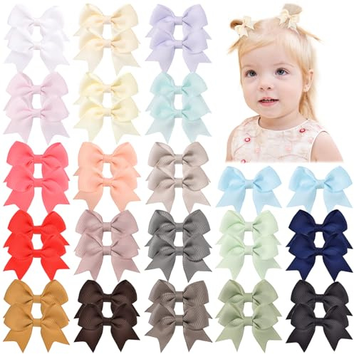 Jollybows 40 Stück Haarschleifen für Babys 6,1 cm Krokodilklemmen mit Ripsband Haarspangen Haarschmuck für Mädchen Kinder Kleinkinder (Helle Farbe)