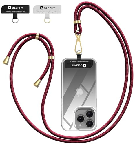 OLEPHY Cordino per Cellulare e 2 Pezzi Universali Patch, VinoRosso