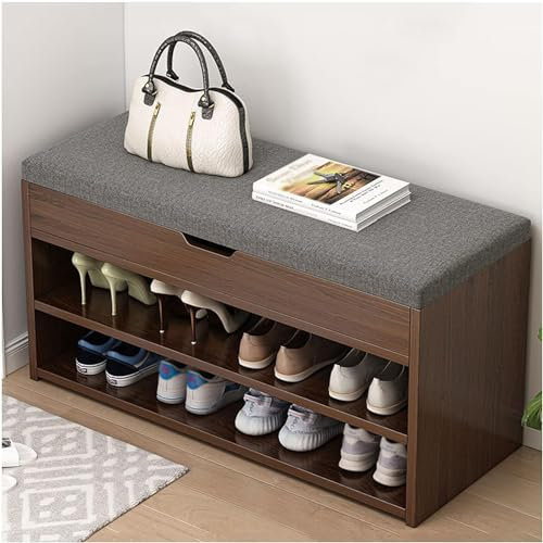 MAVCHANOLIA Schuhschrank, Schuhwechselhocker, multifunktionaler Holzhocker, weiche Tasche, Kissen, Aufbewahrungshocker, Schuhschrank, Sofahocker, Eingangsbereich, 80 x 28 x 43 cm (Farbe: R)