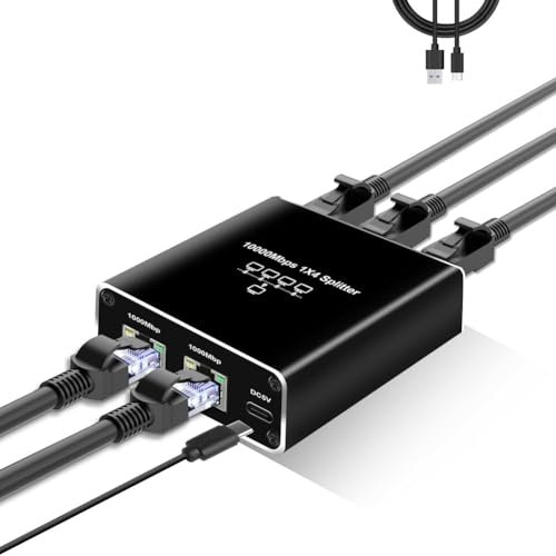 eyYvxmep Switch Ethernet Gigabit 5 Ports avec Câble d'alimentation USB, Répartiteur Ethernet 1000 Mbps 1 à 4 Sorties, pour Cat 5/5E/6/7/8