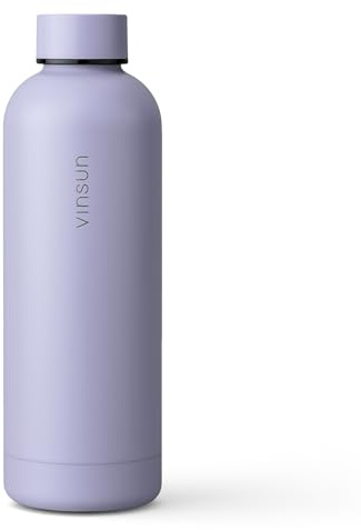 Vinsun Gourde Isotherme 500ml violet – Anti-Fuite, Convient aux Boissons Gazeuses, sans BPA, Double Paroi – Bouteille Isotherme pour Sport, Voyage, Vélo
