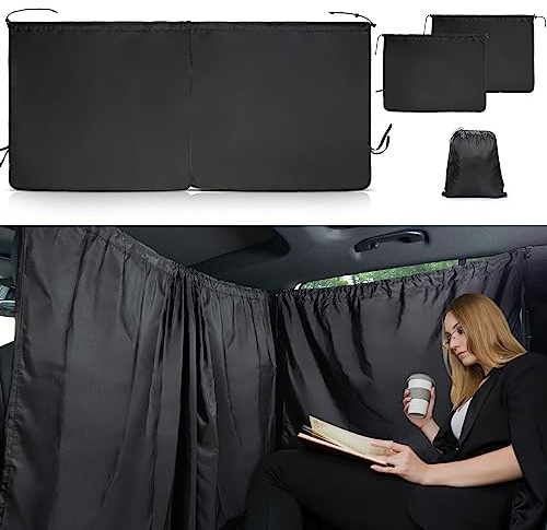 OEMASSIVE Sonnenschutz Auto 3er Set,Auto Trennvorhänge,1 x Heckscheibe Sonnenschutz + 2 x Heckscheibe Vorhang Sonnenblende,Abnehmbare Camper Auto Vorhang für Reisen Camping Schlafen 170 x 80cm