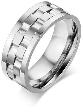 Hasdnker Ring Ringe Damen Bijouterie Herren Gold/Silver Color Ring for Men Spike Ring for Male Rotatable Wedding & Engagement Ring 12 Silver