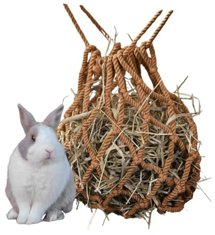 Kaninchen Heutasche, Kaninchen Heu Mesh Bags, Meerschweinchen Heutasche, Hängender Futtersack für Kleintiere, für Kaninchen/Meerschweinchen/Chinchilla (Braun)