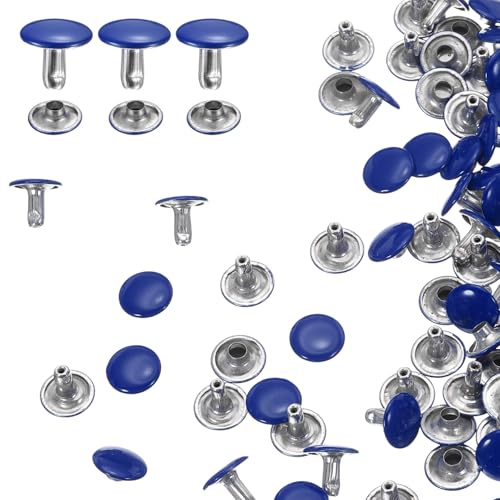 sourcing map 60 juegos de remaches de cuero de doble tapa, 10 x 10 mm, con tapa redonda, de metal, remaches de cuero para manualidades, cinturón de tela, collar de mascotas, reparación y decoración