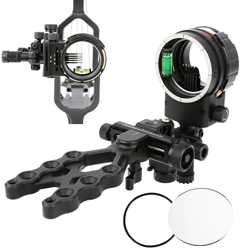 surwolf Compound Bogenvisier 5 Pin Bogenschießen Bogenvisier mit Visier Licht 0,019“ Fiber Optik Fein einstellbar 4X & 6X & 8X Objektiv Wahl für die Jagd Schießen (Visier+6X Linse)