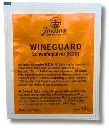 Joenos Wineguard Schwefelpulver, Kaliumdisulfit E224, 10g, für Weinproduktion, Made in Germany