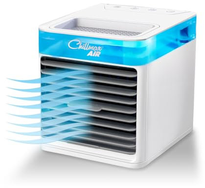 JML Air Cooler, Portable Fan and Humidifier - Chillmax Air Pure Chill 2.0, 4-Speed Settings with Dual Mist Spray Jets, Evaporative Hydro-Chill Filter, Easy Clean Alternative Air Conditioning Unit
