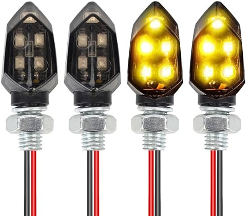 Ksywydu Set da 4 Mini Indicatori di Direzione LED per Moto 12V, Frecce LED Moto Universali Impermeabili IP65, Indicatori Motos Trasparenti per Scooter, ATV, Quad, Fuoristrada, Motos Custom e Veicoli